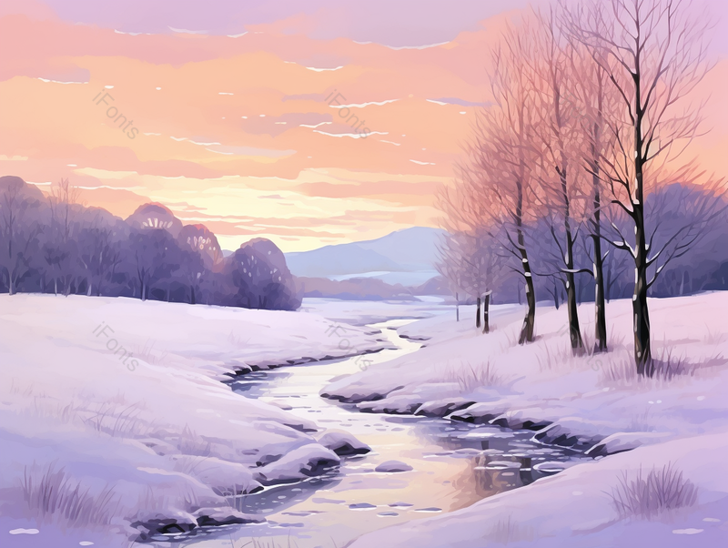 小清新风景节气插画小雪横版,插画/手绘图,插画/手绘图库,插画/手绘图下载,插画/手绘